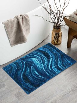 BIANCA - Super Soft Designer Anti Slip Bath Mat Medium Abstract-Blue