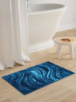 BIANCA - Super Soft Designer Anti Slip Bath Mat Large Abstract-Blue