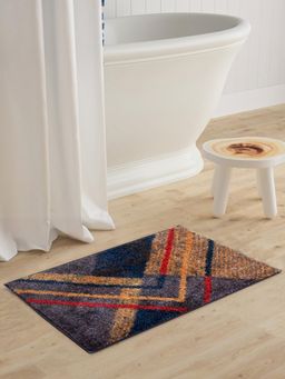 BIANCA - Super Soft Designer Anti Slip Bath Mat Large Geometric-Brown and Red