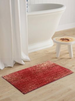 BIANCA - Super Soft Designer Anti Slip Bath Mat Large Geometric-Red and Beige