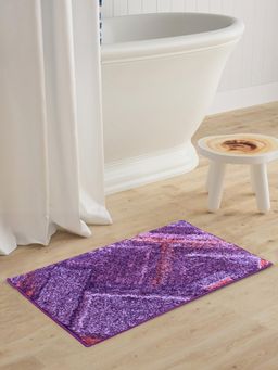 BIANCA - Super Soft Designer Anti Slip Bath Mat Large Geometric-Plum