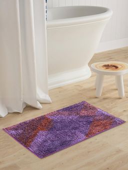 BIANCA - Super Soft Designer Anti Slip Bath Mat Large Geometric-Plum and Red