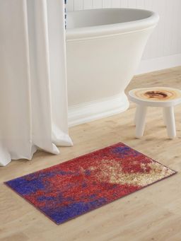 BIANCA - Super Soft Designer Anti Slip Bath Mat Large Abstract - Red and Beige