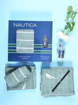 Nautica - Fast Drying Bamboo Towel Set with Reed Diffuser (Oasis) Solid-Sage (L)