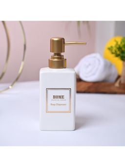 Voncasa - Ceramic White & Golden Soap Dispenser