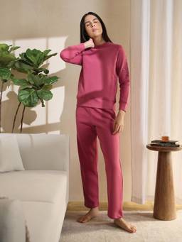 Sweet Dreams - Womens Pink Solid Top with Pyjama