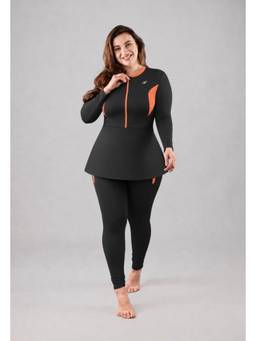 Keepfit - Womens Orange Plus Size Colorblock Swimwear