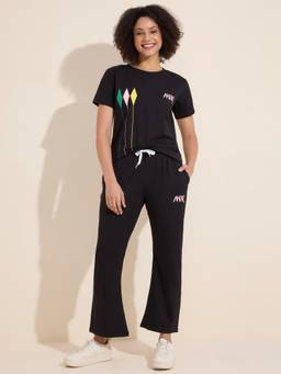 LOTIK - Womens Purple Cotton Solid Nightsuit