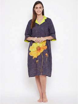 The Kaftan Company - Purple Floral Print Nightdress