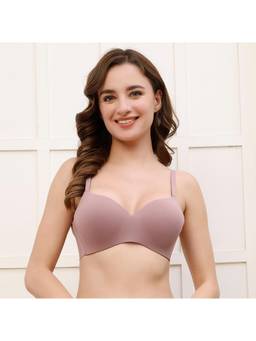 PrettyCat - Womens Mauve Lightly Padded Non-Wire Seamless T-Shirt Bra