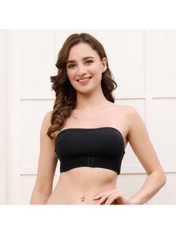PrettyCat - Womens Black Removable Padded Nonwire Strapless Sports Bra