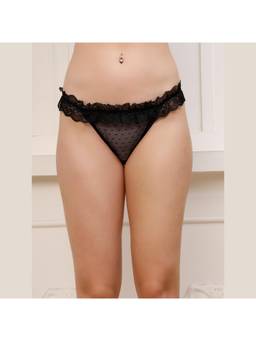 PrettyCat - Womens Black Low Rise Hot Lace See Through Bikini Panty