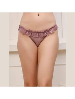 PrettyCat - Womens Mauve Low Rise Hot Lace See Through Bikini Panty