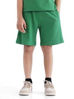 RARE ONES - Green Cole Cotton Self Design Shorts - Rare Ones By Rare Rabbit