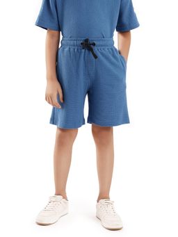 RARE ONES - Blue Cole Cotton Self Design Shorts - Rare Ones By Rare Rabbit