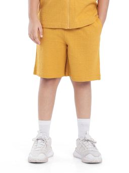 RARE ONES - Mustard Lomit Cotton Textured Shorts - Rare Ones By Rare Rabbit