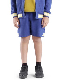 RARE ONES - Dark Blue Mantz Cotton Poly Drawstring Applique Short - Rare Ones By Rare Rabbit