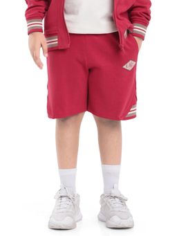 RARE ONES - Red Mantz Cotton Poly Drawstring Applique Short - Rare Ones By Rare Rabbit