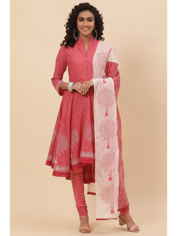 Biba - Onion Pink Straight Suit (set Of 3)