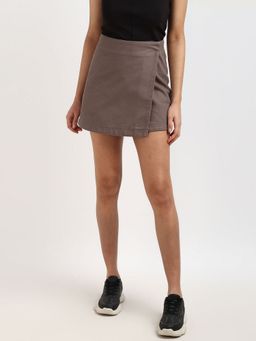 Calvin Klein - Brown Slim Fit High Rise Layered Mini Skirt