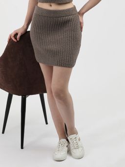Calvin Klein - Brown Slim Fit Knitted Mini Skirt