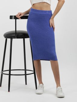 Calvin Klein - Blue Slim Fit Knitted High Rise Skirt
