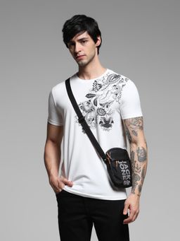 Jack & Jones - White Cotton Slim Fit Floral T-Shirt