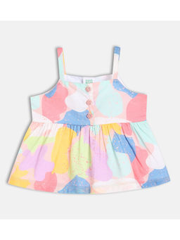 MINI KLUB - Cotton Sleeveless Abstract Printed Top - Pink & Blue