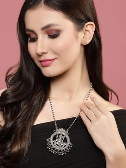 PANASH - Silver Toned German Silver Oxidised Temple Necklace