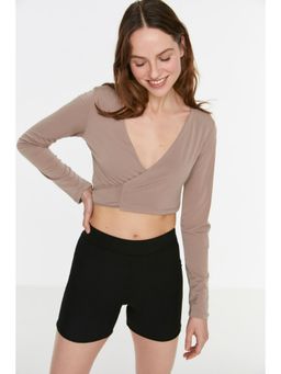 Trendyol - Womens Mink Brown Solid Top