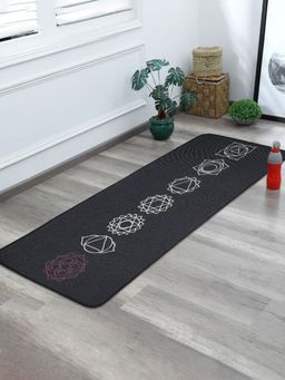 Saral Home - Anti Skid Yoga Exercise Rugs (Black, Cotton)