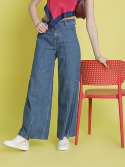 Bene Kleed - Women Blue Pure Cotton Solid Wide Jeans