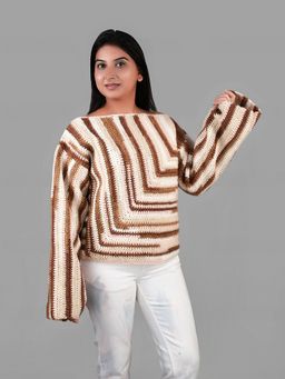 Magic Needles - Women Multi-Color Acrylic Blend Stripes Sweater