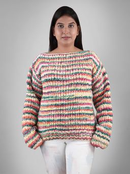 Magic Needles - Women Multi-Color Acrylic Blend Self Design Sweater