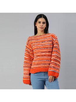 Magic Needles - Women Multi-Color Acrylic Blend Stripes Sweater