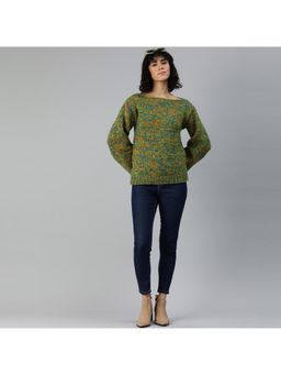 Magic Needles - Women Multi-Color Acrylic Blend Textured Sweater