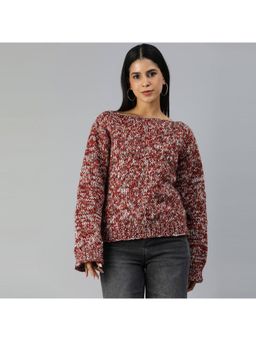 Magic Needles - Women Multi-Color Acrylic Blend Textured Sweater