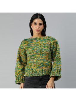 Magic Needles - Women Multi-Color Acrylic Blend Textured Sweater