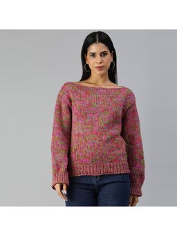 Magic Needles - Women Multi-Color Acrylic Blend Textured Sweater