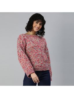 Magic Needles - Women Multi-Color Acrylic Blend Textured Sweater
