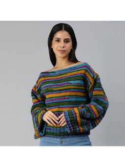 Magic Needles - Women Multi-Color Acrylic Blend Self Design Sweater