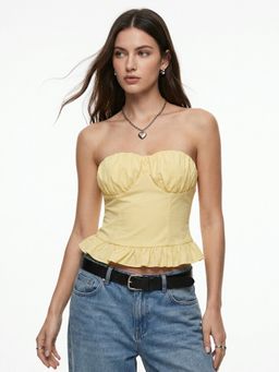Outzidr - Women Yellow Polyester Solid Top