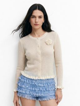 Outzidr - Women Beige Polyester Textured Top