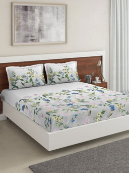 Ddecor Live Beautiful - DDECOR - Saphire 100% Cotton Double Bedsheet with 2 Pillow Covers, King Size, Gray