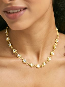 Nuyug - 22K Gold-Plated Kundan Studded Necklace cum Matha Patti