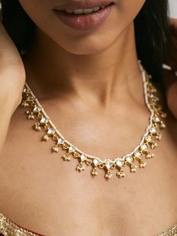 Nuyug - 22K Gold-Plated Pearl Drops Necklace cum Matha Patti