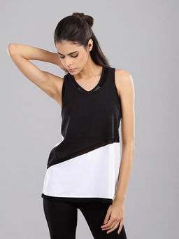 Kica - Sweep Cotton Tank Top With Mesh Racer Back - Multi-Color