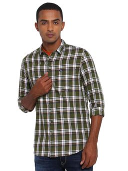 Lee - Men Olive Checked Slim Fit Shirt