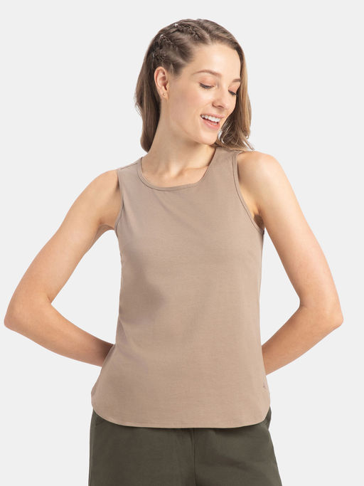 Jockey AW77 Women Super Combed Cotton Rich Solid Tank Top - Desert Taupe