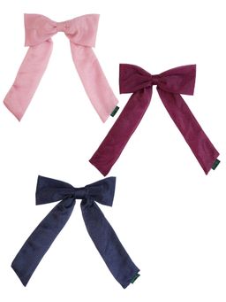 Arendelle - Lavender & Wine and Navy Blue Shinny Organza Hair Bows (Pack of 3)